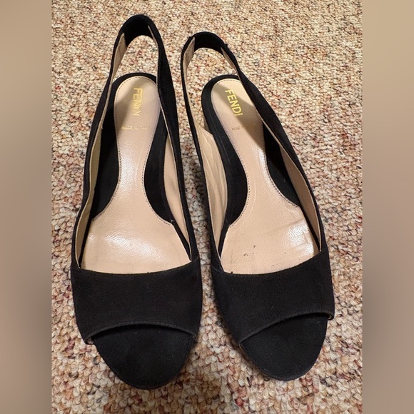 Fendi black suede platform sandals made in Italy 37 - Picture 7 of 7
